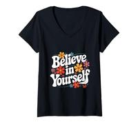 Donna Believe In Yourself Be You Citazioni Inspirational Be You Maglietta con Collo a V