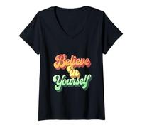 Donna Believe In Yourself Be You Citazioni Inspirational Be You Maglietta con Collo a V