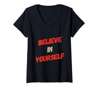 Donna Believe In Yourself Be You Citazioni Inspirational Be You Maglietta con Collo a V