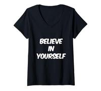 Donna Believe In Yourself Be You Citazioni Inspirational Be You Maglietta con Collo a V
