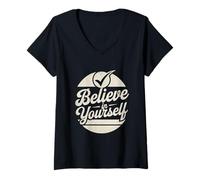 Donna Believe In Yourself Be You Citazioni Inspirational Be You Maglietta con Collo a V