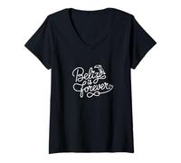 Donna Belize is Forever - Belize Patriotic Heart Line Art Maglietta con Collo a V