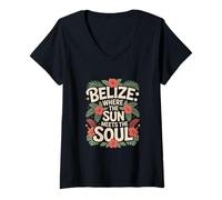 Donna Belize Pride Dove Il Sole incontra l'anima Belize Maglietta con Collo a V