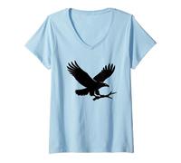 Donna Bella Aquila Madre Volare con Albero Ramo Natura Uccello Maglietta con Collo a V