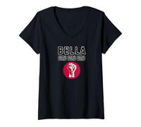 Donna Bella Ciao Ciao Ciao : L'inno della Resistenza Maglietta con Collo a V