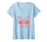Donna Bella Farfalla Colorata Sogno Grande Fly Maglietta con Collo a V