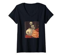 Donna Bella meteora surf con questo divertente costume da scheletro Maglietta con Collo a V