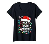Donna Bella Naughty Never Mind I'll Buy My Own Stuff Camicia Xmas Maglietta con Collo a V