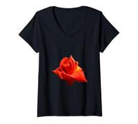 Donna Bella Rosa Rossa Isolato Fotografia Ritagliata Maglietta con Collo a V