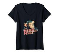 Donna Bella scimmia Gibbon Maglietta con Collo a V