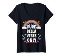 Donna BELLA Vibes Only Cute Retro Girls BELLA Name Maglietta con Collo a V
