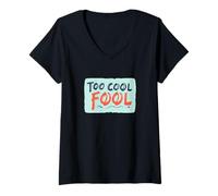 Donna Bello Troppo Cool Fool Emblem Maglietta con Collo a V