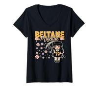Donna Beltane Mischief May Day Celebrazioni Pagan Anime Witch Maglietta con Collo a V