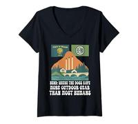 Donna Bend Oregon Retro-Vintage Dog Lover uomini e donne Maglietta con Collo a V