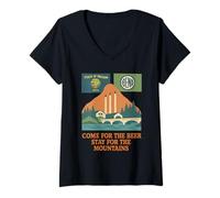 Donna Bend Oregon Retro-Vintage Montagne & Birra per gli amanti della natura Maglietta con Collo a V