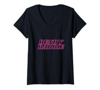 Donna Bendy Baddies (Lettere Rosa) We Bend But We Don't Break Maglietta con Collo a V