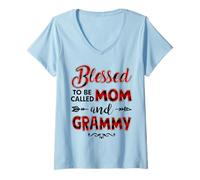 Donna Benedetto Essere Chiamato Mamma e Grammy Maglietta con Collo a V