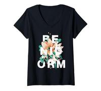 Donna Benidorm Floral Design Spagna Spiaggia Vibes Maglietta con Collo a V