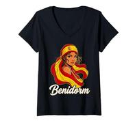 Donna Benidorm Spagna Maglietta con Collo a V
