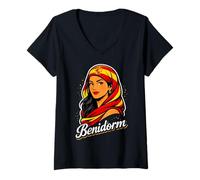 Donna Benidorm Spagna Maglietta con Collo a V