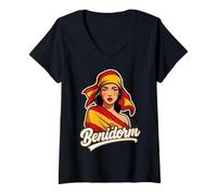 Donna Benidorm Spagna Maglietta con Collo a V