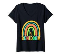 Donna Benidorm Vacanze Souvenir Rainbow Spagna Maglietta con Collo a V