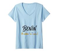 Donna Benin Skyline Viaggio Vacanze Abiti Maglietta con Collo a V