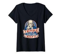 Donna Benjamin Franklin Una Repubblica se puoi tenerlo Maglietta con Collo a V