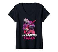 Donna Benjamin Franklin Zombie Suonare Chitarra Fondatore Freak Music Maglietta con Collo a V