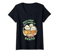 Donna Bento Box Pasto Preparazione Pranzo Adulto Cucina Planner Lifestyle Maglietta con Collo a V