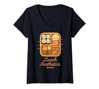 Donna Bento Box Pasto Preparazione Pranzo Adulto Cucina Planner Lifestyle Maglietta con Collo a V