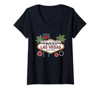 Donna Benvenuti a Fabulous Las Vegas Nevada Gioco D'Azzardo Poker Chips Maglietta con Collo a V
