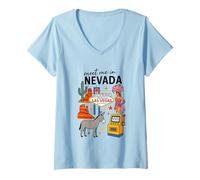 Donna Benvenuti a Favoloso Las Vegas Nevada Retro Maglietta con Collo a V
