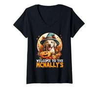 Donna Benvenuti al Labrador di Halloween di McNally Maglietta con Collo a V