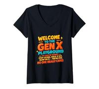 Donna Benvenuto nellumorismo del Parco Giochi Gen X A Nessuno Importa Davvero Maglietta con Collo a V