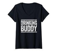 Donna Bere Buddy Camicia Divertente Uomo Donna Bere Maglietta con Collo a V