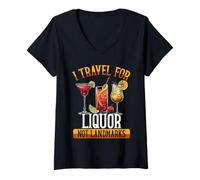 Donna Bere Cruise Booze Cruise Divertente Bere Design Maglietta con Collo a V