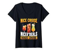 Donna Bere e Cruise Life Booze Cruise Design divertente Maglietta con Collo a V