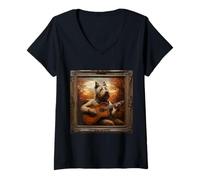 Donna Berger Picard Chitarra Cane Maglietta con Collo a V