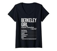 Donna Berkeley Girl Valori nutrizionali Divertente Berkeley California Maglietta con Collo a V