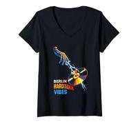 Donna Berlin Hardtekk Tekke Maglietta con Collo a V