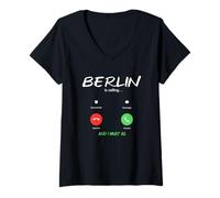 Donna Berlino Chiama e Devo Andare in Germania in Viaggio Maglietta con Collo a V