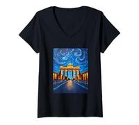 Donna Berlino Porta di Brandeburgo Swirl Pop Art Maglietta con Collo a V