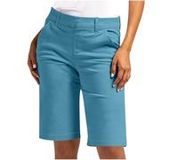 Donna Bermuda Shorts Casual Vita Elastica Pantaloncini a Gamba Larga Lunghezza al Ginocchio Pantaloncini Estivi con Tasche Vita Alta Colore Solido Shorts Pantaloni da Trekking Traspiranti da Donna