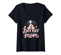 Donna Berner Mom Dog Bernese Mountain Mama, simpatico cucciolo Maglietta con Collo a V