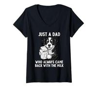 Donna Bernese Mountain Dog Dad Milk Joke Festa del papà Amante dei cani Maglietta con Collo a V