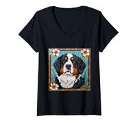 Donna Bernese Mountain Dog Dogs - Bernese Mountain Dog Maglietta con Collo a V