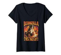 Donna Bernzilla Giant Bovaro del Bernese Cane Mostro Film Maglietta con Collo a V
