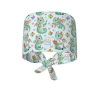 Donna Berretto da Lavoro Dottore Drago Infermiera Cappelli da Cuoco Elastico Cappellino da Chef con Nastri Corti Cappello da Cucina per Dentisti Cucina Fornai