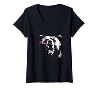 Donna Berserker Orso Guerriero Odino Mitologia nordica Vichinga Maglietta con Collo a V